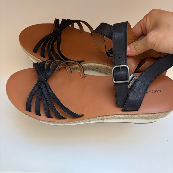 Lucky Brand Juniffer Platform Wedge Sandal Black Sz 11M - Picture 5 of 9